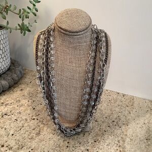 Cookie Lee Multi Strand Necklace Silver Tone with Beads